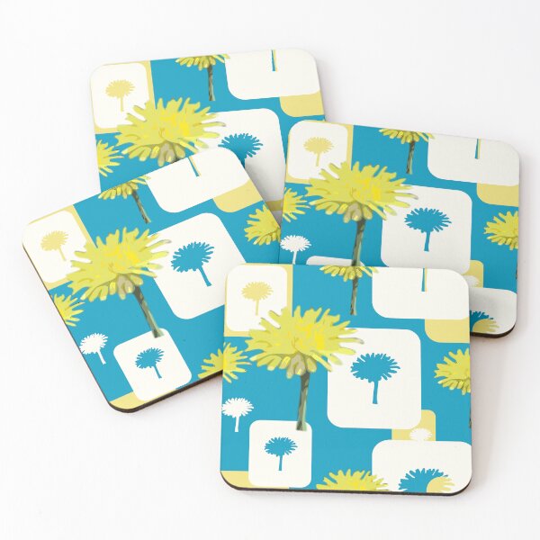 Item preview, Mod Dandelions with White on Teal Repeat 5748 designed and sold by Art in My Loft.