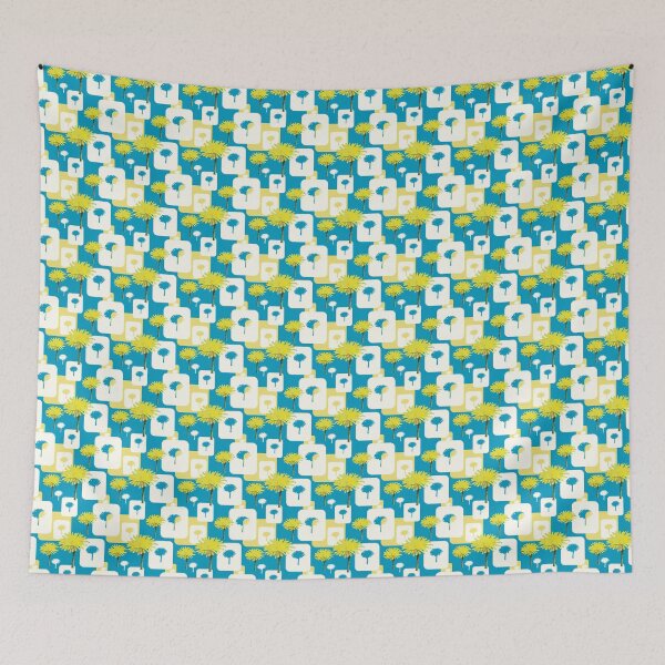 Item preview, Mod Dandelions with White on Teal Repeat 5748 designed and sold by Art in My Loft.