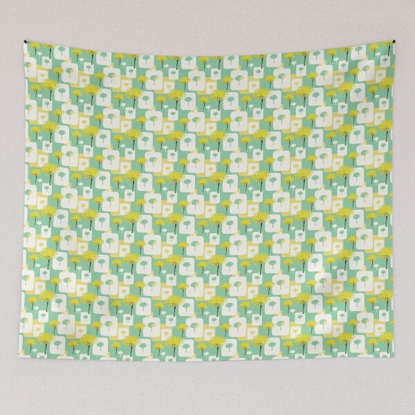 Item preview, Mod Dandelions with White on Mint Green Repeat 5748 designed and sold by Art in My Loft.