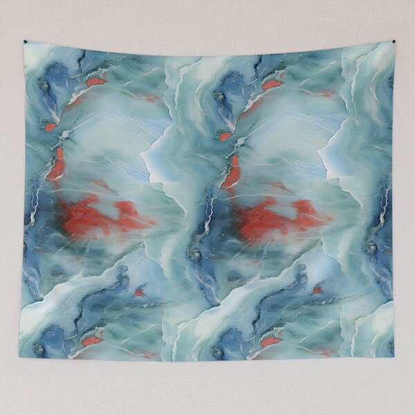 Item preview, Blue, Red and Silver Travertine Marble Texture Pattern designed and sold by PeteRascal.