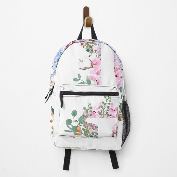 Item preview, botanical monogram alphabet U hydrangea flowers hand painted designed and sold by ColorandColor.