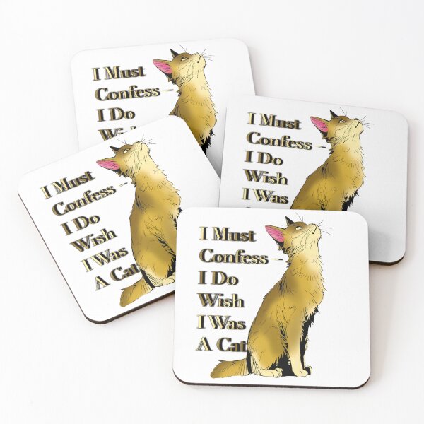 Item preview, I Must Confess I Do Wish I Was A Cat Cute Feline White Shirt and Hydroflask Sticker Design by Zeesdesign on Redbubble designed and sold by ZEESDESIGN.