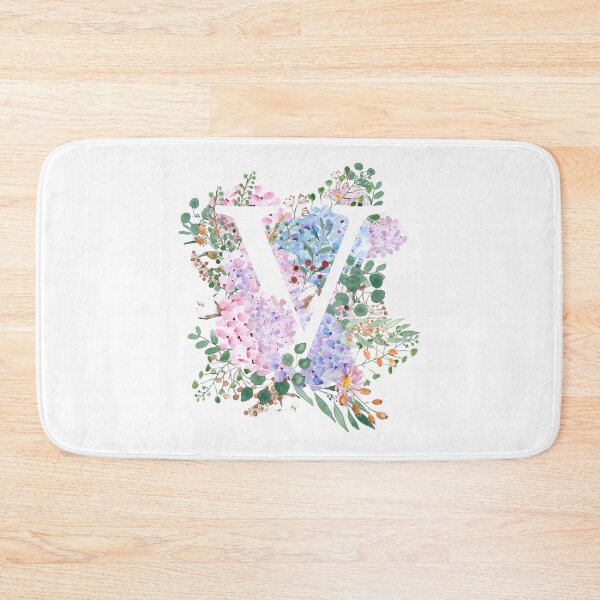 Item preview, botanical monogram alphabet V hydrangea flowers hand painted designed and sold by SelenePaintings .