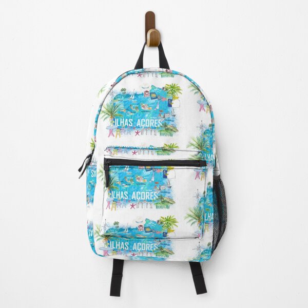 Item preview, Azores Islands Portugal Illustrated Travel Map with Tourist Highlights designed and sold by artshop77.