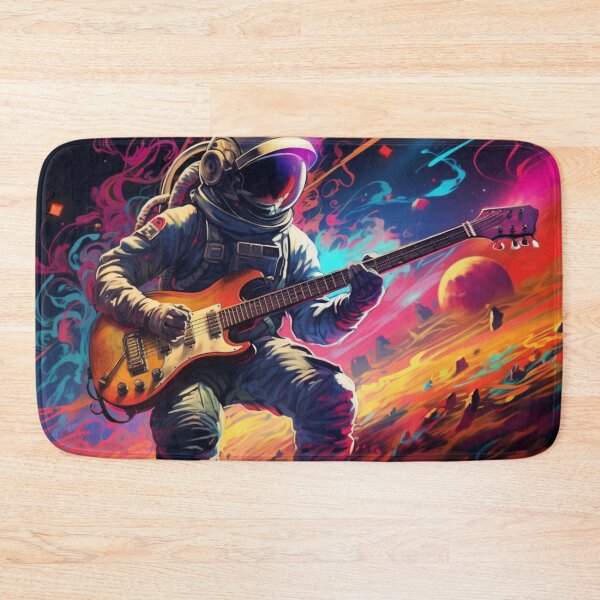 Artikelvorschau, Gadgetpunk Guitarist Astronaut: Neon Realism Earthscape Mousepad entworfen und verkauft von MedusaAiArt.