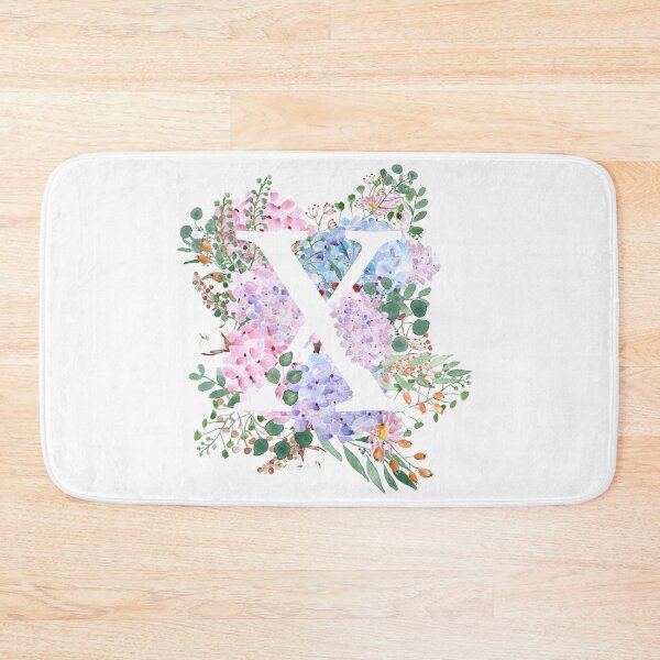 Item preview, botanical monogram alphabet X hydrangea flowers  designed and sold by ColorandColor.