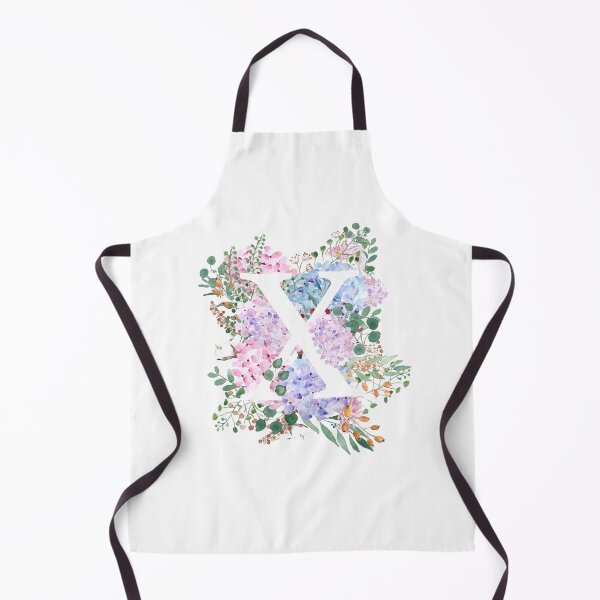 Item preview, botanical monogram alphabet X hydrangea flowers designed and sold by ColorandColor.