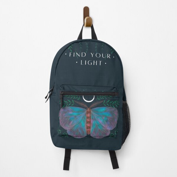 Item preview, Beautiful Moth and Cresent Moon design with slogan 'Find Your Light' designed and sold by Iiswaz.
