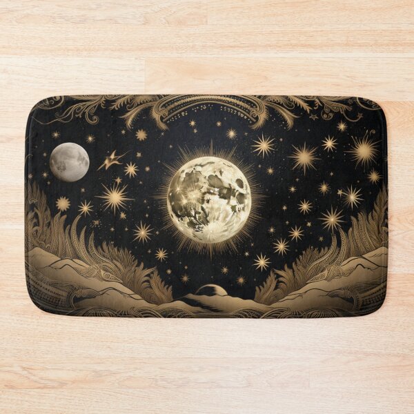 Item preview, Celestial Mystery: Moon and Stars in Esoteric Black & White Style designed and sold by MedusaAiArt.