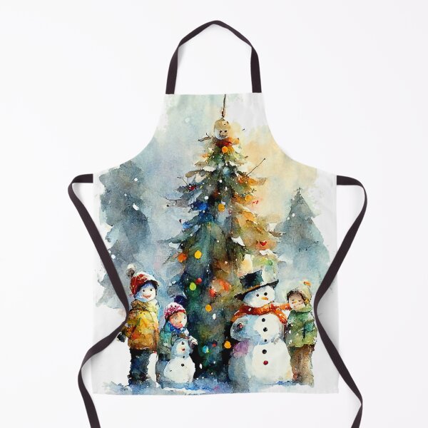 Item preview, Watercolor snowmen in a mountain setting designed and sold by Mickeymouse2023.