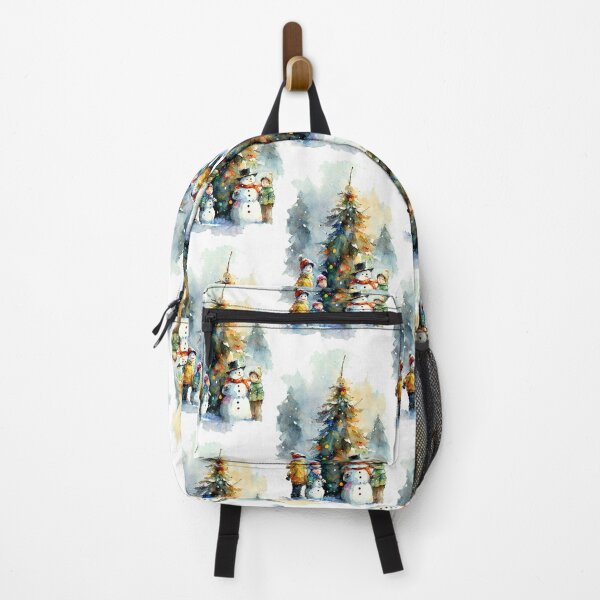 Item preview, Watercolor snowmen in a mountain setting designed and sold by Mickeymouse2023.