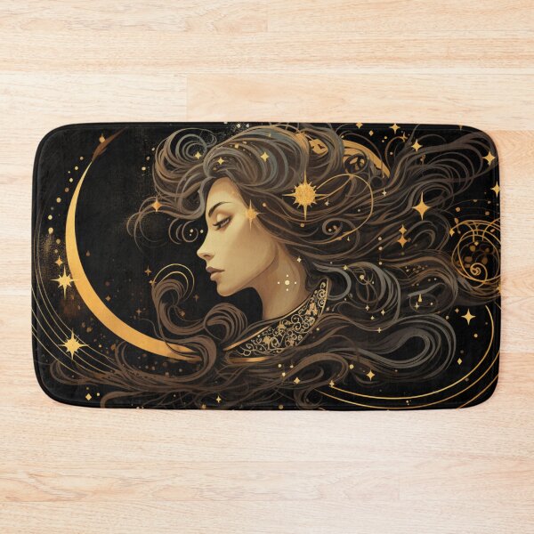 Item preview, Witchcore Moonchild: Gold Starry Sky & Black Backdrop Canvas Print designed and sold by MedusaAiArt.