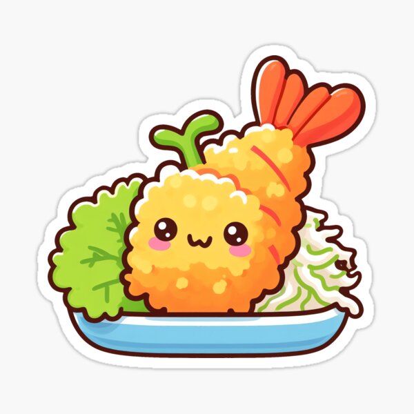 Vista previa del artículo con la obra «Tempura de Camarones con Verduras», diseñado y vendido por CutePlanetEarth.