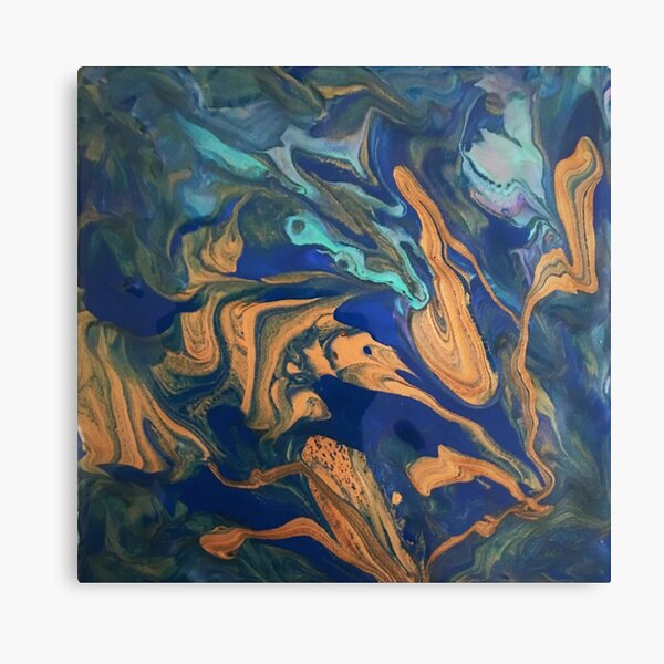 blue and copper wall art