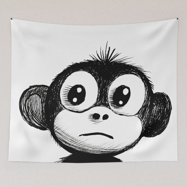 Item preview, DRAWING OF A CUTE LITTLE MONKEY designed and sold by infinitearte.