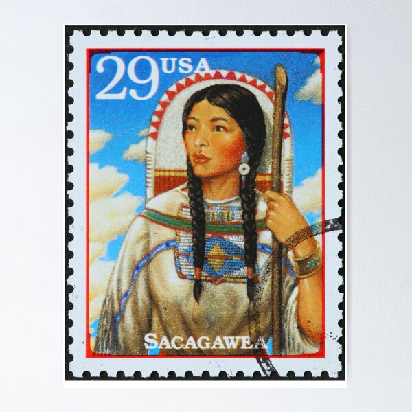 Item preview, NATIVE AMERICAN SACAGAWEA POST STAMP designed and sold by NOMADIC ART.
