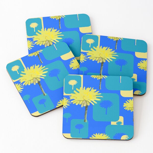 Item preview, Mod Dandelions with Teal on Blue Repeat 5748 designed and sold by Art in My Loft.