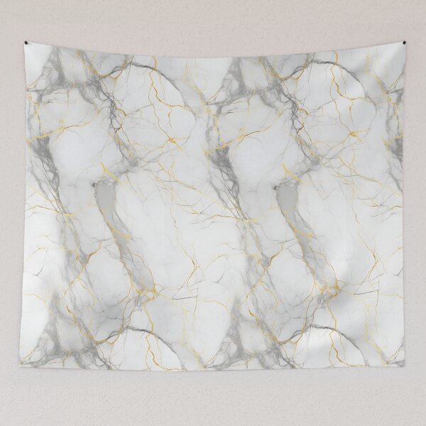Item preview, White and Gold Seamless Repeating Marble Tile Pattern designed and sold by PeteRascal.