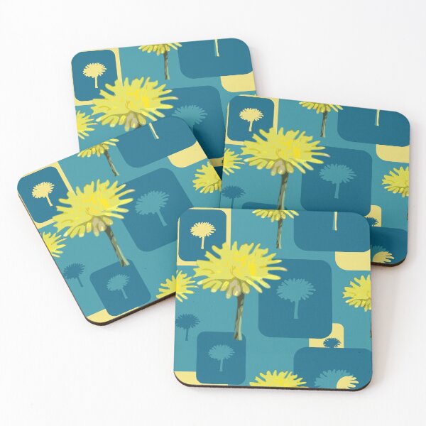 Item preview, Mod Dandelions with Dark Teal on Teal Repeat 5748 designed and sold by Art in My Loft.