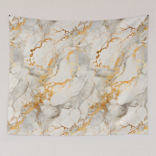 Item preview, White and Gold Seamless Repeating Marble Tile Pattern designed and sold by PeteRascal.