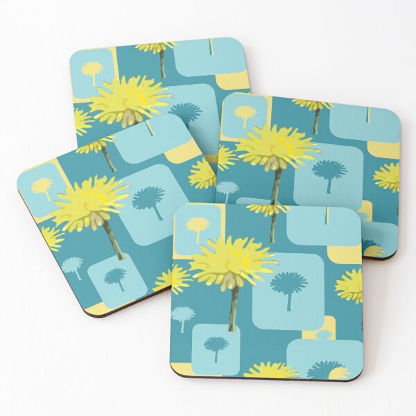 Item preview, Mod Dandelions with Soft Aqua on Soft Teal Repeat 5748 designed and sold by Art in My Loft.