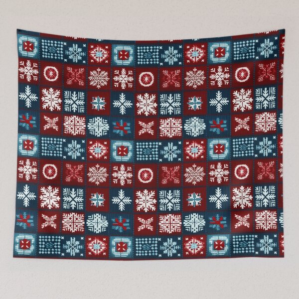 Item preview, Winter Patchwork with Christmas Snowflakes Pattern designed and sold by EvgeniiaSim.