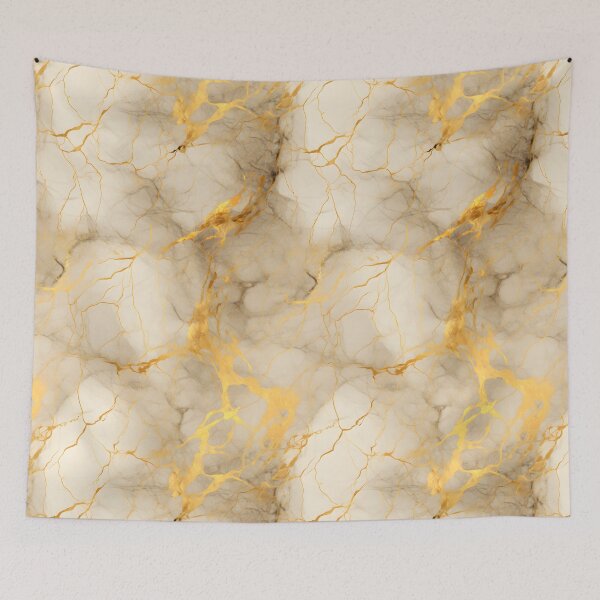 Item preview, White and Gold Seamless Repeating Marble Tile Pattern designed and sold by PeteRascal.