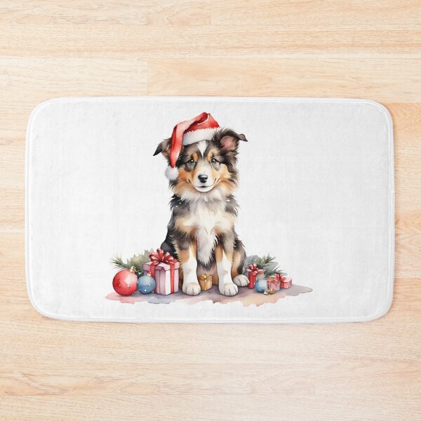 Item preview, watercolor of cute collie dog on Christmas day. designed and sold by cartoon4289.
