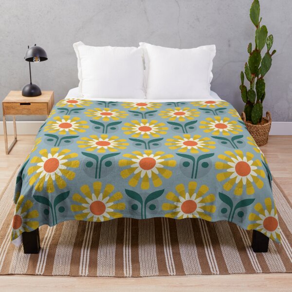 Item preview, KF 0177 F - Vintage Retro Daisy 70s Floral Pattern in Yellow Orange Green designed and sold by KhakiFinch.