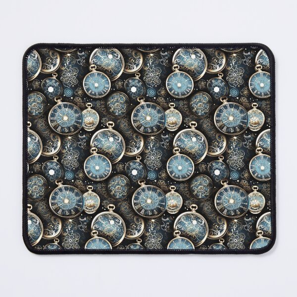 Item preview, Hypnotic Spirals and Pocketwatches - Pattern - Brass, Silver and Azur designed and sold by JoanNinjaHen.