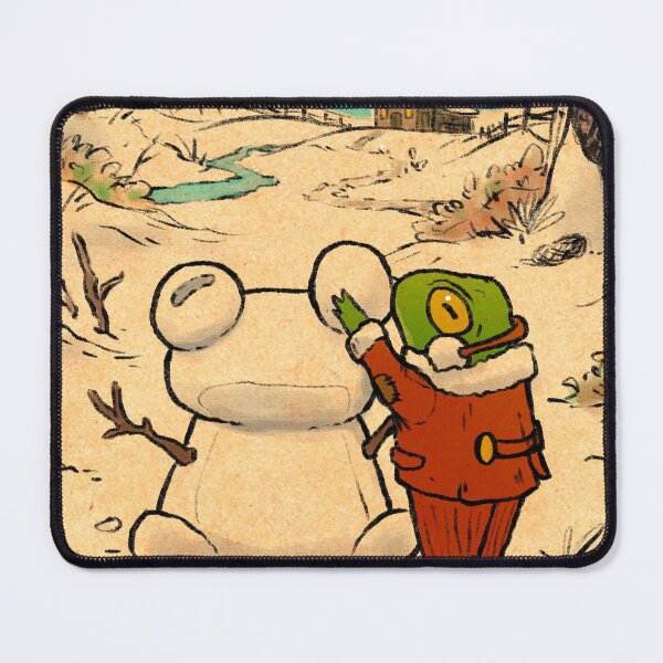 Item preview, Winter day frog building a snowman illustration designed and sold by DingHuArt.