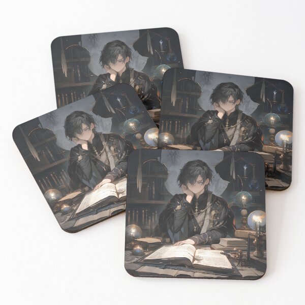 Item preview, Anime librarian and magician man in library art designed and sold by TheArtistOf2022.