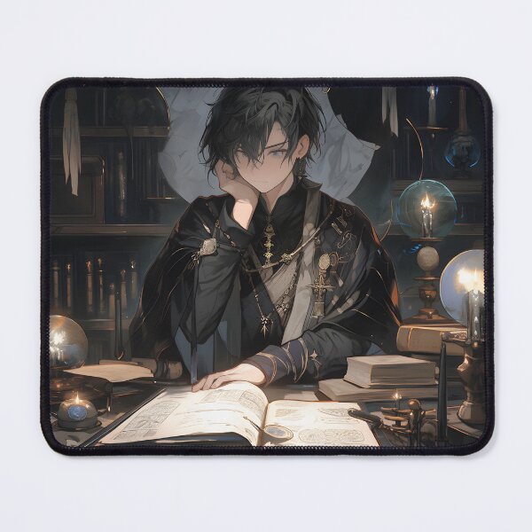 Item preview, Anime librarian and magician man in library art designed and sold by TheArtistOf2022.