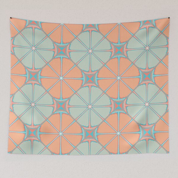 Item preview, Retro Citrus Sunset on Sea Dot Mandala Geo Tile designed and sold by Triplicate Limited.