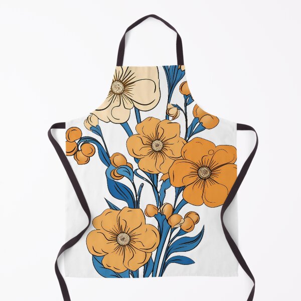 Artikelvorschau, Kawaii Blüten: Heller Bernstein und blaue Blumen Kunstdruck entworfen und verkauft von aiartbay.