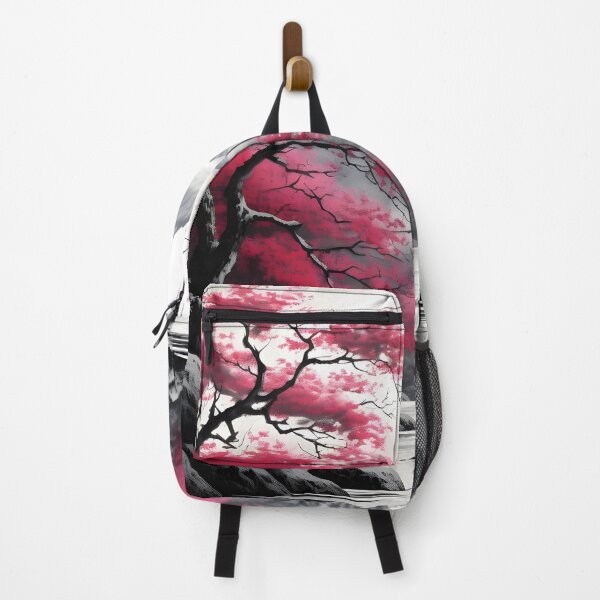 Item preview, Black and white landscape with magenta Japanese oak tree designed and sold by dcrc.