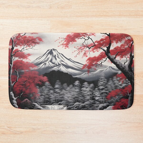 Item preview, Black and white landscape with magenta Japanese oak tree designed and sold by dcrc.