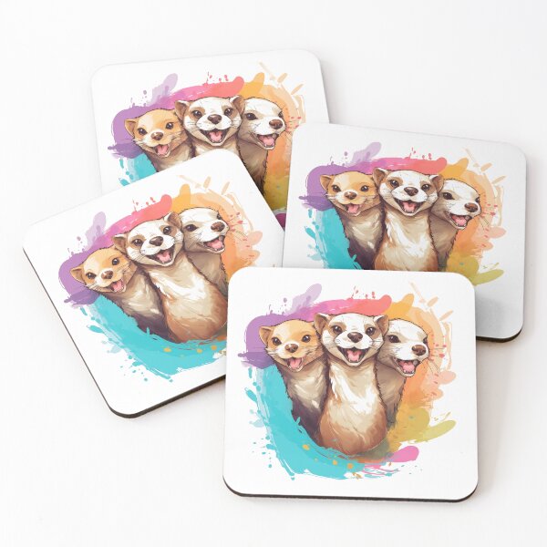 Item preview, Happy Ferrets - Colourful Ferret Artwork designed and sold by minniedreamer.