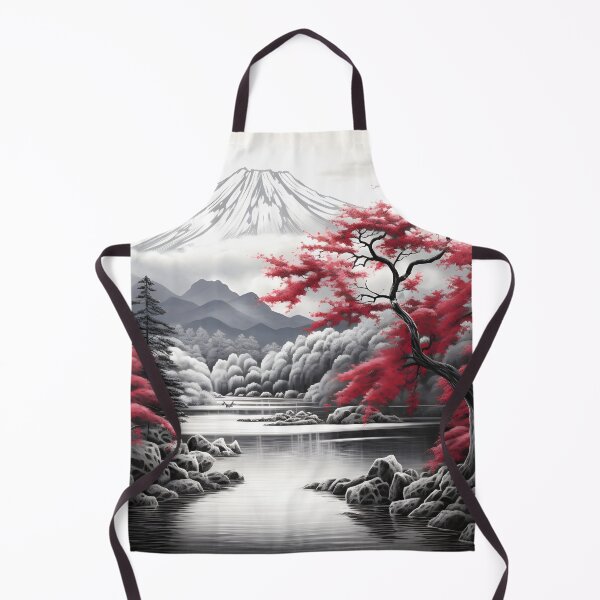 Item preview, Black and white landscape with magenta Japanese oak tree designed and sold by dcrc.
