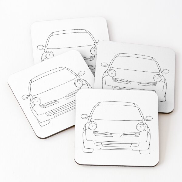 Item preview, Nissan Micra March K12 front black lined art designed and sold by EdimDesign.
