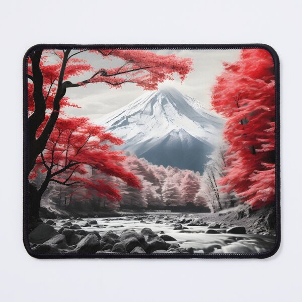 Item preview, Black and white landscape with magenta Japanese oak tree designed and sold by dcrc.
