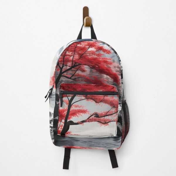 Item preview, Black and white landscape with magenta Japanese oak tree designed and sold by dcrc.