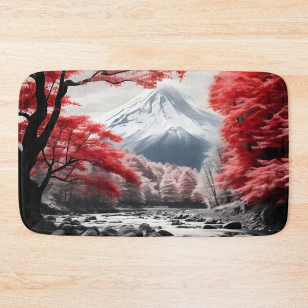 Item preview, Black and white landscape with magenta Japanese oak tree designed and sold by dcrc.