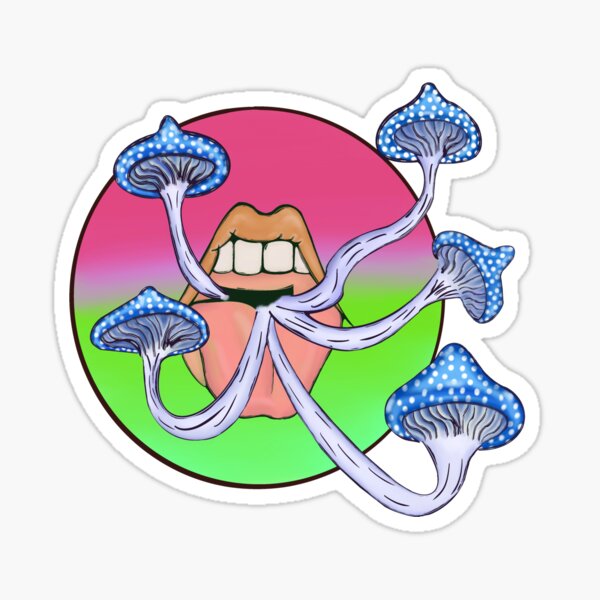 Psychedelic Mushrooms Coming Out of Mouth Sticker
