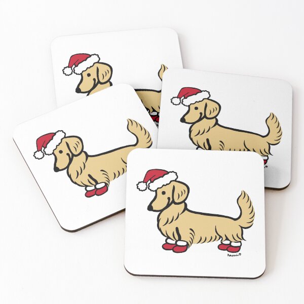 Item preview, Longhaired Cream Dachshund Santa designed and sold by HappyLabradors.
