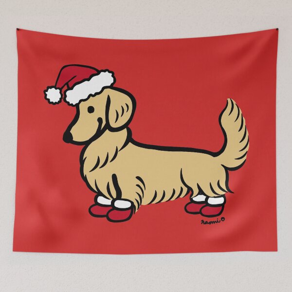 Item preview, Longhaired Cream Dachshund Santa designed and sold by HappyLabradors.