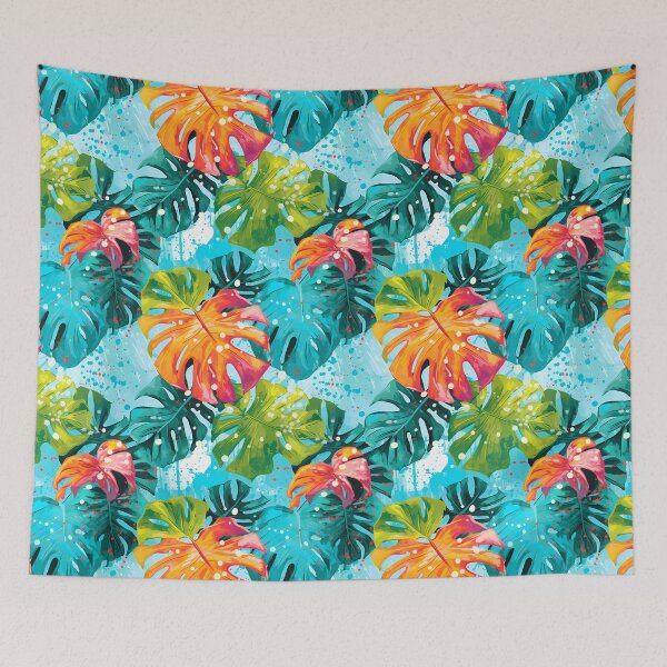 Item preview, Tropical Leaves and Flowers Seamless Pattern designed and sold by HisoTorDesign.