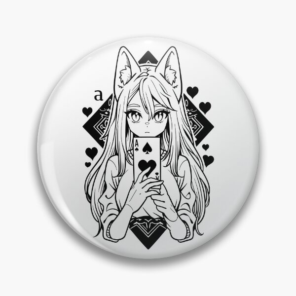 Item preview, Cat Eared Girl Holding Ace of Heart Card designed and sold by Shinzomaru.