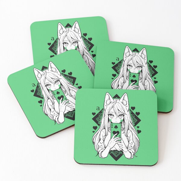 Item preview, Cat Eared Girl Holding Ace of Heart Card designed and sold by Shinzomaru.