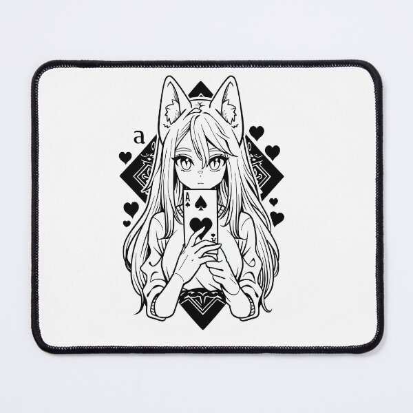 Item preview, Cat Eared Girl Holding Ace of Heart Card designed and sold by Shinzomaru.